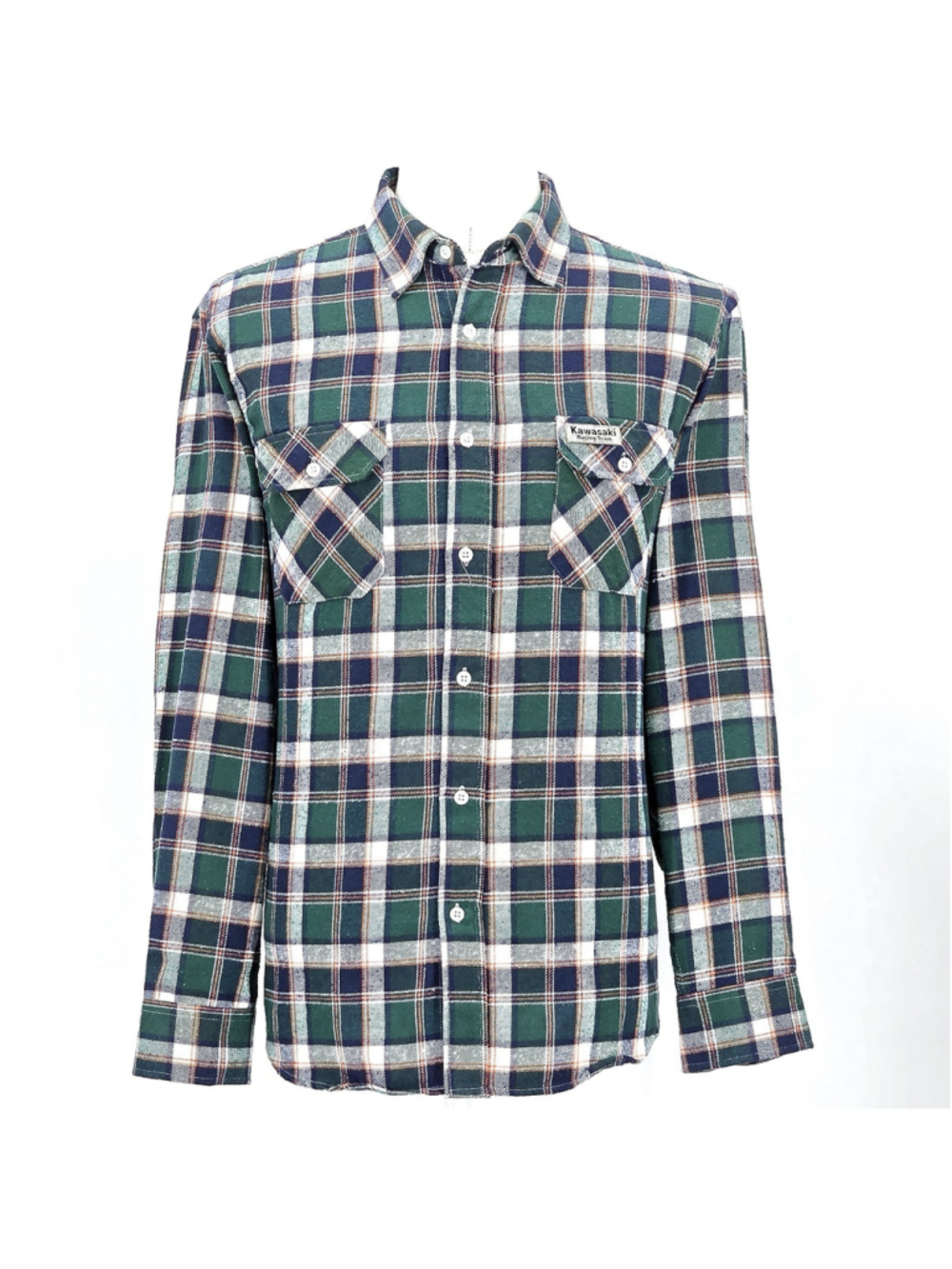 Americana Workwear Kawasaki Flannel Shirt Men XL Green Plaid Moto Casual
